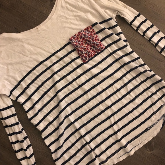 ANTHROPOLOGIE T.LA Striped Floral Pocket Tee - Picture 2 of 5